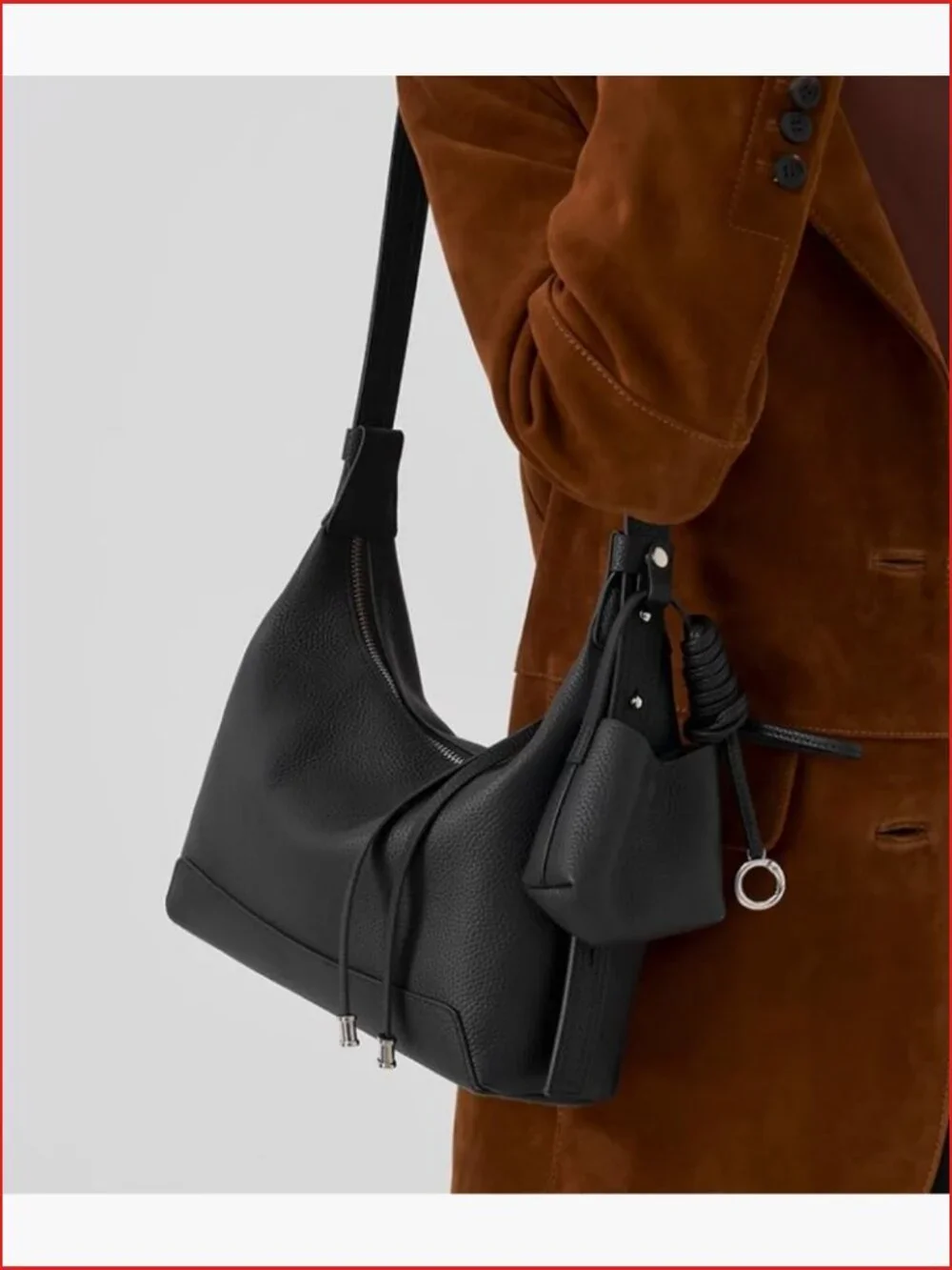 Genuine Leather Crossbody Bag - Slouchy Hobo Purse with Adjustable Strap